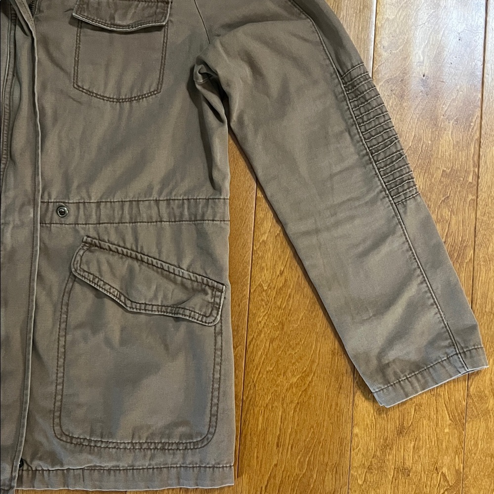 A New Day Tan Hooded Utility Jacket Size M  Military Style Casual Outdoors - Picture 4 of 11